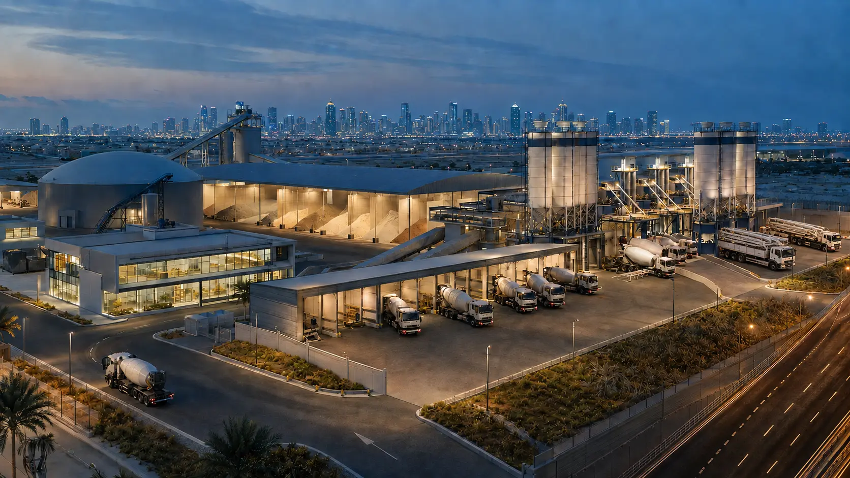 Project design vision showing an integrated ready-mix concrete production and distribution platform in Dubai